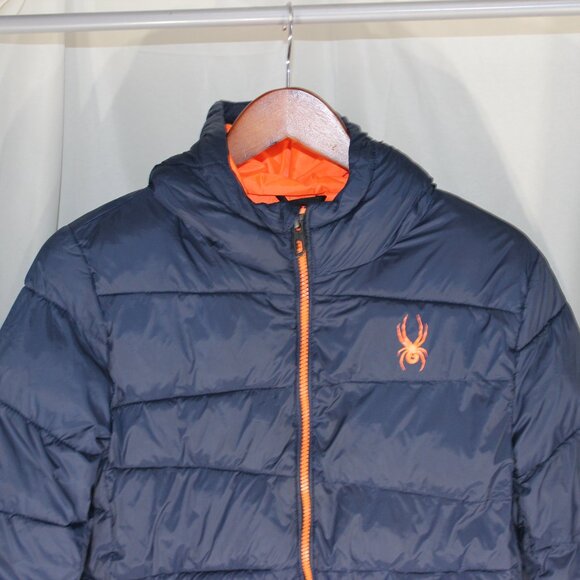 Spyder Puffer Coat Navy/Orange - Size M 10/12
